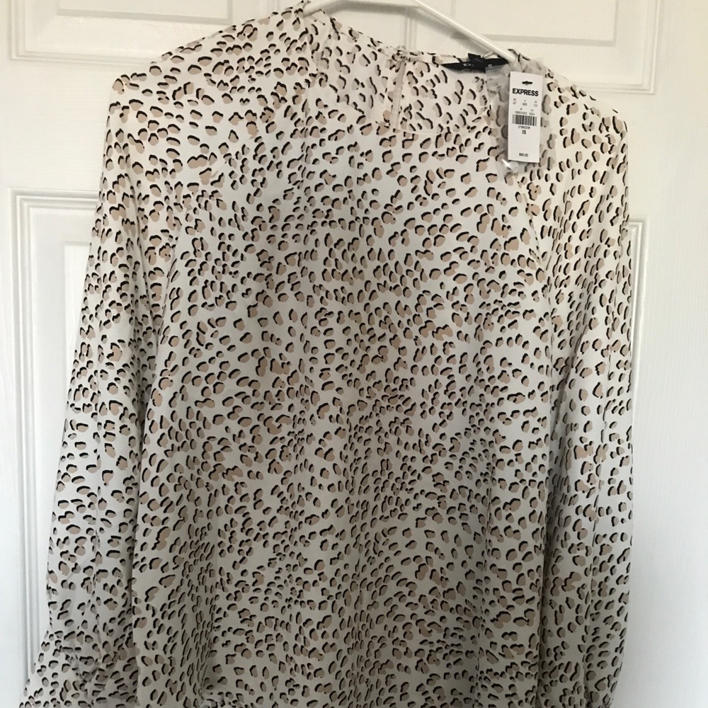 Express white animal leopard print blouse